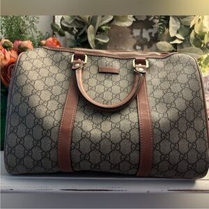 Gucci Beige and Brown Monogram Duffel Bag - Sold as authentic but no prove